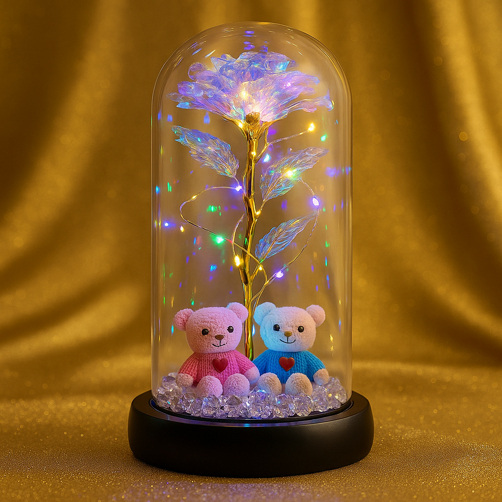 🌹 Trandafirul Fermecat cu Ursuleți – Cadoul Iubirii Eterne