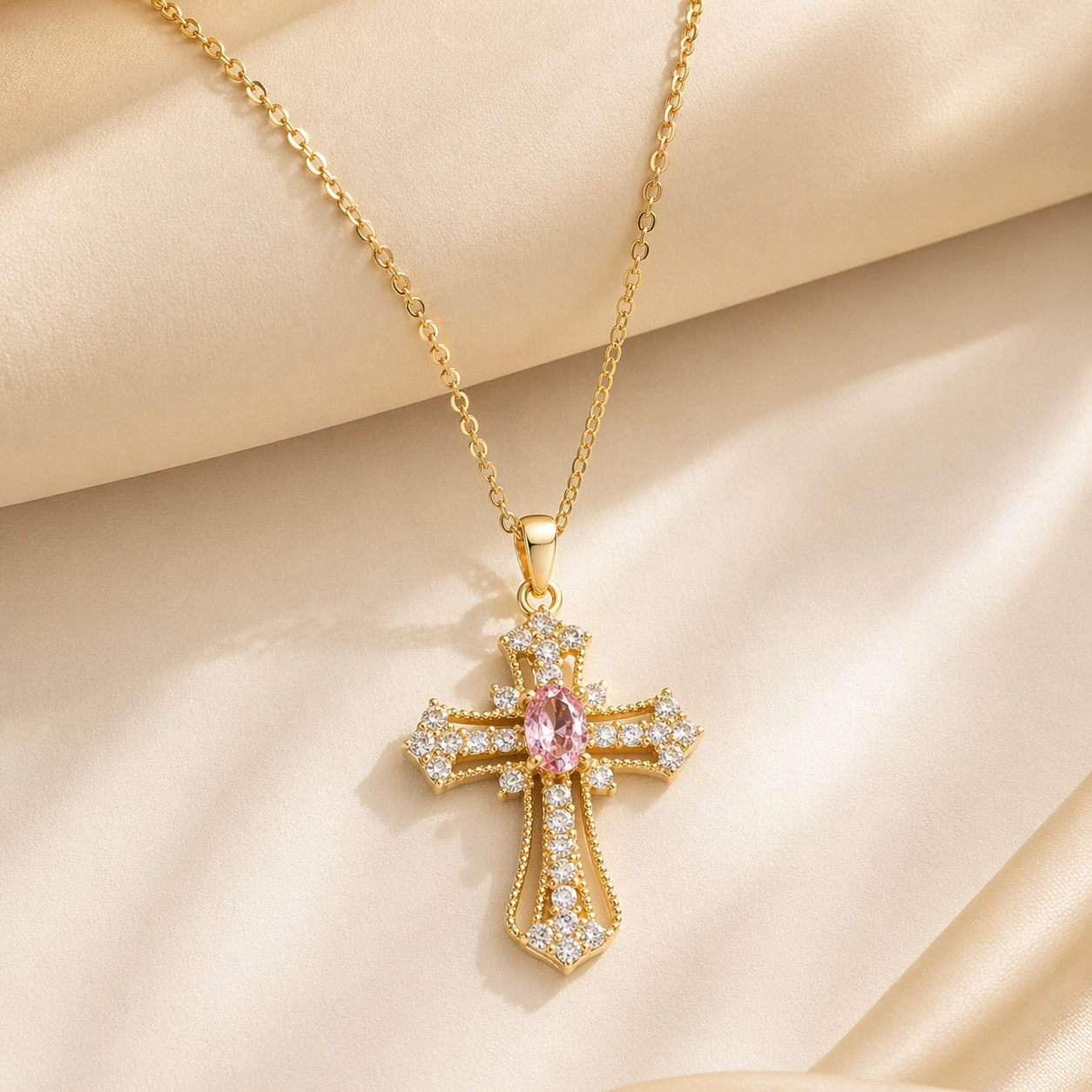 CRUCIS ÉLÉGANCE – Colier Cross Diamond Look