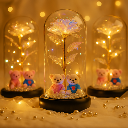 🌹 Trandafirul Fermecat cu Ursuleți – Cadoul Iubirii Eterne