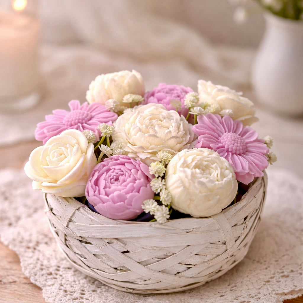 Aranjament decorativ din ceară “Ivory & Blush”